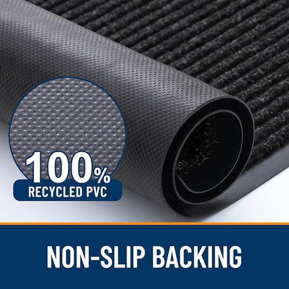 OLANLY Front Door Mat Indoor Outdoor Entrance, Waterproof Heavy Duty Doormat, Fade Resistant, Low Profile, Easy Clean Patio Porch Welcome Floor Mats for Entry, 47x30, Off-Black
