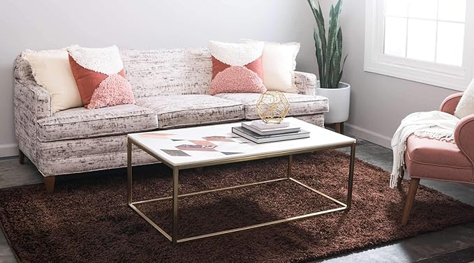 Unique Loom Solid Shag Collection Area Rug (2' x 3' 1" Rectangle, Chocolate Brown)
