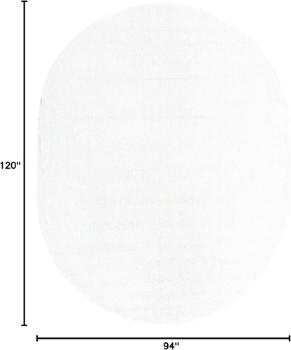 Unique Loom Solo Collection Area Rug - Calabasas (7' 10" x 10' Oval, Snow White)