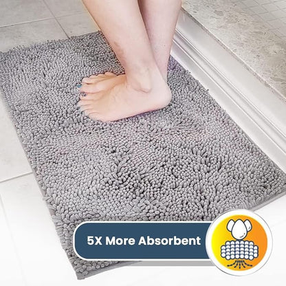 Muddy Mat® Original Dog Door Mat for Muddy Paws, Super Absorbent Microfiber, Non-Slip Washable Pet Rug, Quick Dry Chenille Entryway Carpet, Machine Washable Indoor Outdoor mat, Grey 24"x72"
