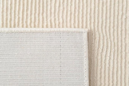 Revival Rugs Stripe 2'7"x4'11" Machine Washable Area Rug for Kitchen Bedroom - 100% Recycled Oeko-TEX Certified, Medium Pile, Beige, Cream