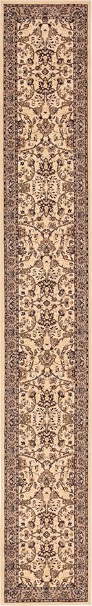 Unique Loom Sialk Hill Collection Area Rug - Washington (2' 11" x 19' 8" Runner Ivory/Black)