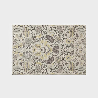 EVERGRACE Area Rugs for Living Room 4x6, Boho Floral Faux Wool Indoor Outdoor Rugs, Washable Rugs for Bedroom Entryway Dining Room Hallyway, Low Pile Floor Mat Carpet for Home Decor, Gray