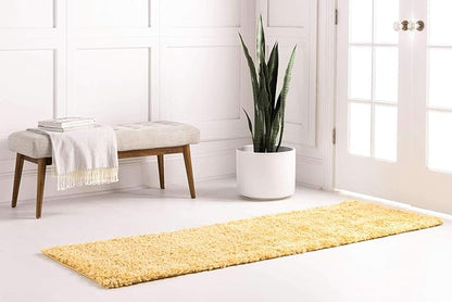 Unique Loom Davos Shag Collection Area Rug - Solid (2' 2" x 6' 9" Runner, Sun Yellow)