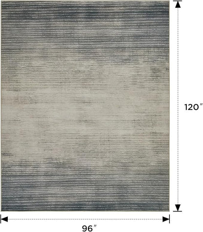 Joydeco 8x10 Area Rugs for Living Room, Washable Modern Abstract Non Slip Soft Rug, Low Pile Carpet for Bedroom, Dining Room, Home Office, Pet & Child Friendly, Beige & White & Dark Gray