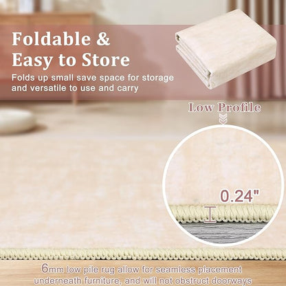 RUGSREAL Machine Washable Runner Rug 2x8 Long Entryway Throw Mat Contemporary Soild Kitchen Runner Rug Low-Pile Modern Carpet for Hallway Laundry Bedroom Living Room, 2'3" x 8' Ivory Beige