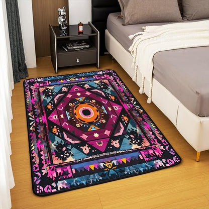 Bohemian Style 3x5 Area Rug Watercolor Rugs for Living Room | Victorian Decor Antique Washable Rug, Boho Floral Baroque Carpet Indoor Floor Mat