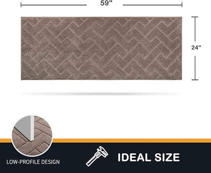 PURRUGS Dirt Trapping Door Mat 24" x 59", Non-Slip Machine Washable Entry Rug, Shoe Scraper, Dog Doormat, Super Absorbent Welcome Mat for Front & Back Door, Muddy Wet Shoes & Paws, Grayish Brown