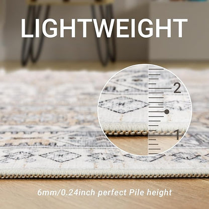 zesthome Washable Runner Rug 2.5x14 - Stain Resistant Entryway Rug,Ultra-Thin Kitchen Rugs, Anti Slip Backing Runner Rugs for Entrance Laundry Room Indoor Hallway (Beige,2.5'x14')