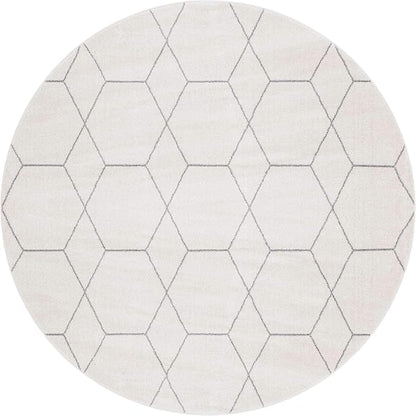 Unique Loom Trellis Frieze Collection Area Rug - Geometric (8' Round, Ivory/ Gray)