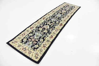 Unique Loom Sialk Hill Collection Area Rug - Washington (2' 7" x 10' Runner Navy Blue/Cream)