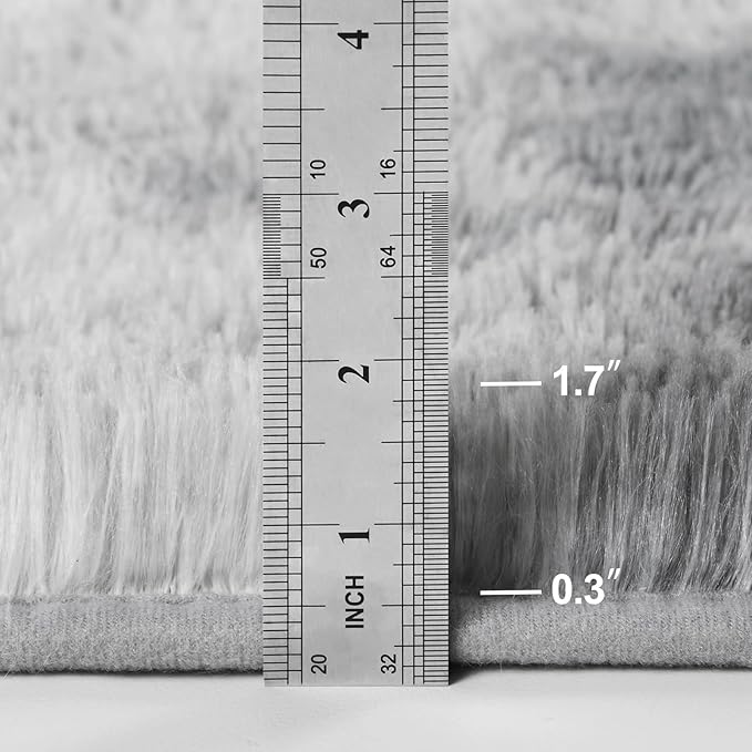 Shag Area Rug, 4 X 6 Tie-Dyed Plush Fuzzy Rugs for Living Room, Ultra Soft Fluffy Furry Rug for Bedroom, Indoor Carpet Nursery Rugs for Kids Room Home Decor, Light Grey