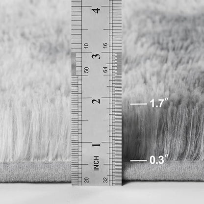 Large Shag Area Rugs 5 x 8, Tie-Dyed Plush Fuzzy Rugs for Living Room, Ultra Soft Fluffy Furry Rug for Bedroom, Indoor Carpet Nursery Rugs for Kids Room Home Decor, Light Grey
