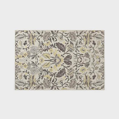 EVERGRACE Area Rugs for Living Room 6x9, Boho Floral Faux Wool Indoor Outdoor Rugs, Washable Rugs for Bedroom Dining Room Entryway Kitchen, Low Pile Floor Mat Carpet for Home Decor, Gray