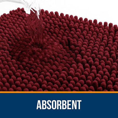 OLANLY Bathroom Rugs 59x24, Extra Soft Absorbent Chenille Bath Rugs, Rubber Backing Quick Dry, Machine Washable Bath Mats for Bathroom Floor, Tub and Shower, Home Decor Accessories, Burgundy