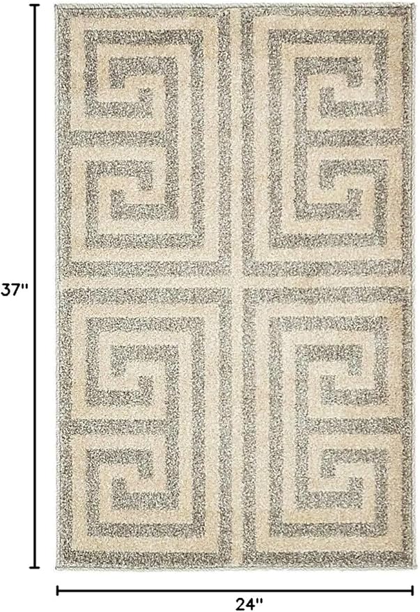 Unique Loom Athens Collection Classic Geometric Modern Border Design Area Rug (2' 0 x 3' 0 Rectangular, Gray/ Beige)