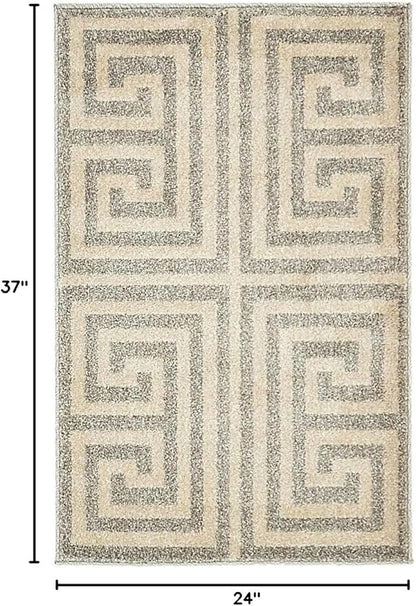 Unique Loom Athens Collection Classic Geometric Modern Border Design Area Rug (2' 0 x 3' 0 Rectangular, Gray/ Beige)