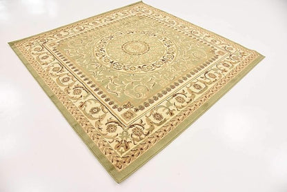 Unique Loom Versailles Collection Traditional Classic Medallion Floral Motif Area Rug (6' 0 x 6' 0 Square, Green/ Ivory)