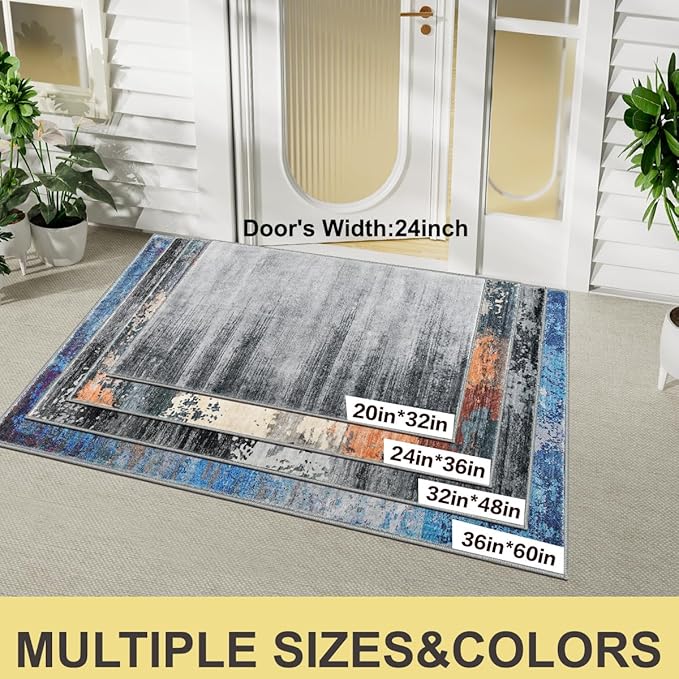 COMSLE Door Mat Soft Absorbent Indoor Front Entryway Rug Machine Washable Entrance Mats for Muddy Paws Non Slip Throw Rugs 32" x 48" Doormat for Inside Foyer Bedroom - Gray