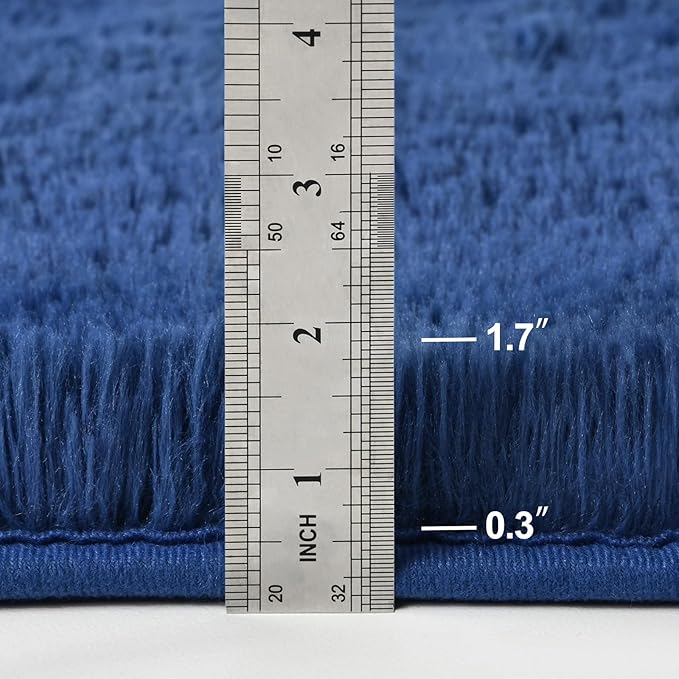 Large Shag Area Rugs 8 x 10, Plush Fuzzy Rugs for Living Room, Ultra Soft Fluffy Furry Rug for Bedroom, Indoor Carpet Nursery Rugs for Kids Room Home Decor,Navy Blue