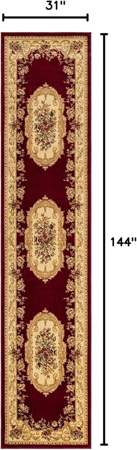 Unique Loom Versailles Collection Traditional Classic Floral Motif Area Rug (2' 7 x 12' 0 Runner, Burgundy/Ivory)