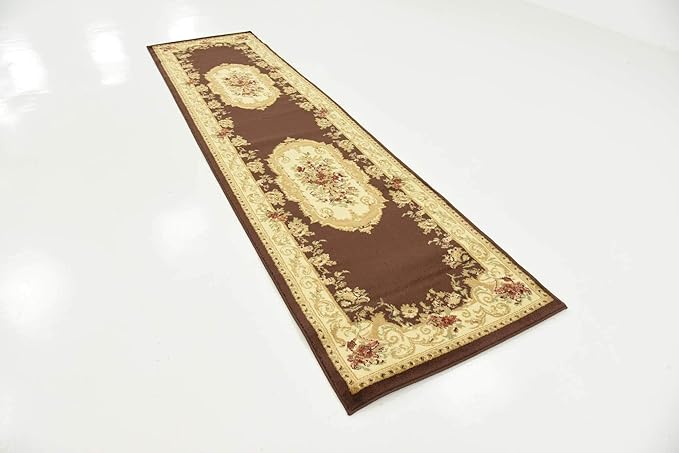 Unique Loom Versailles Collection Traditional Classic Floral Motif Area Rug (2' 7 x 10' 0 Runner, Brown/ Ivory)