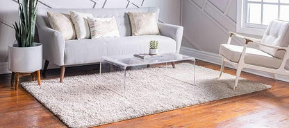 Unique Loom Davos Shag Collection Area Rug - Solid (4' 1" x 6' 1" Rectangle, Linen)