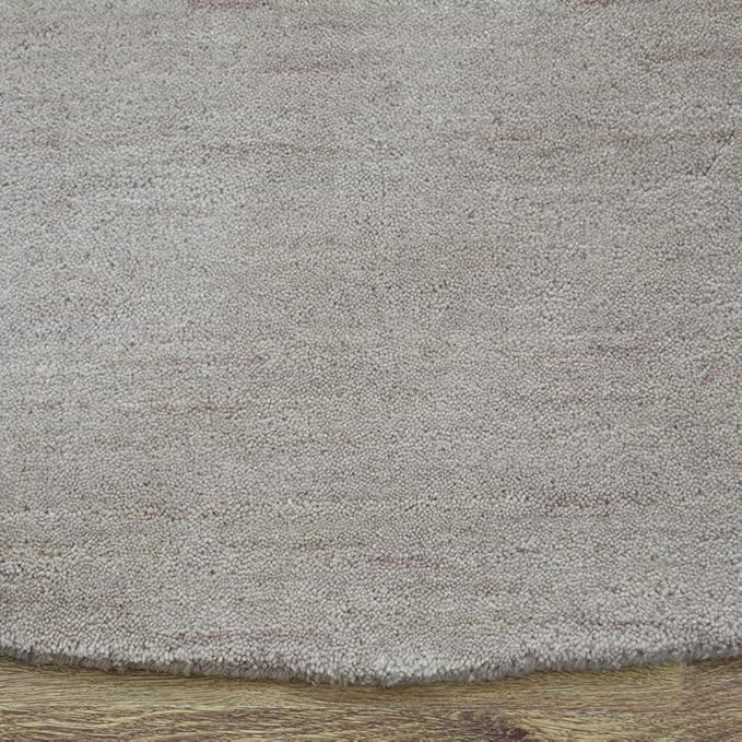 Hand Knotted Loom Wool ECO-Friendly Area Rugs - 8'x8', Round, Beige Color, Solid Plain Design, High Pile Thick Handmade Anti Skid Area Rugs for Living Room, Bed Room (L00111)