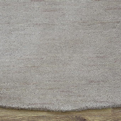 Hand Knotted Loom Wool ECO-Friendly Area Rugs - 10'x10', Round, Beige Color, Solid Plain Design, High Pile Thick Handmade Anti Skid Area Rugs for Living Room, Bed Room (L00111)