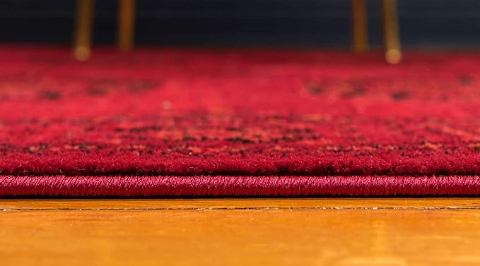 Unique Loom Tekke Collection Over-Dyed Saturated Traditional Torkaman Area Rug (8' 0 x 11' 0 Rectangular, Red/Black)