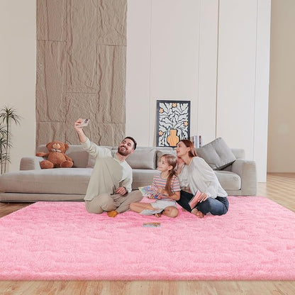 8x10 Area Rugs for Living Room, Fluffy Large Pink Rugs for Bedroom, Soft Shag Fuzzy Non-Slip Carpet for Kids Boys and Girls Nursery Room Dorm Indoor Home Decor (Pink, 8ft x 10ft)