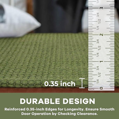 KOZYFLY Long Runners for Hallways 3x12 ft Washable Kitchen Runner Non Slip Rubber Backed Hallway Rugs Cotton Entryway Runner Rug Floor Carpet for Indoor Hall, Kitchen, Bright Green/Earthy Green