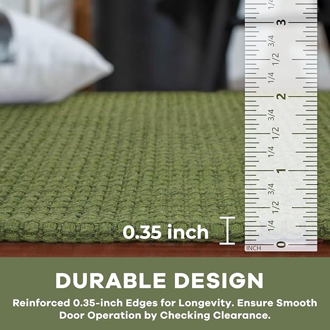 KOZYFLY Washable Area Rug 6x9 ft Rubber Backed Non Slip Rugs for Living Room Braided Cotton Bedroom Rug Woven Office Rugs Indoor Floor Carpets for Dining Bedroom Living Room, Bright Green/Earthy Green