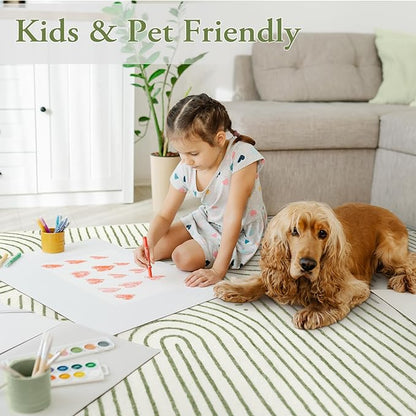 Lahome Abstract 10x14 Area Rugs for Living Room Bedroom, Soft Large Washable Rugs, Ultra-Thin Non-Slip Modern Dining Room Rug Non-Shedding Accent Carpet for Office, Green