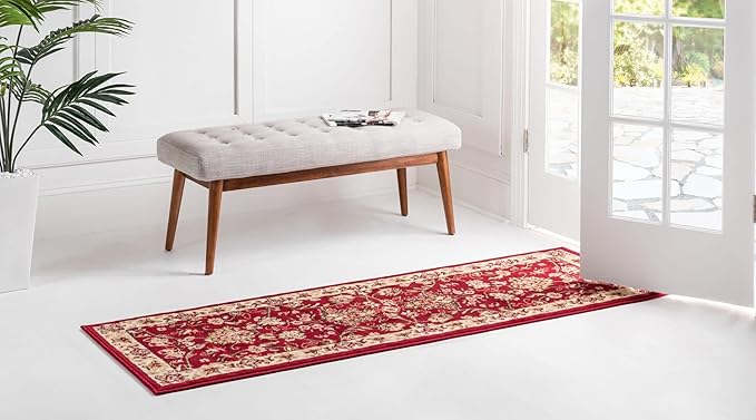 Unique Loom Sialk Hill Collection Area Rug - Washington (2' 7" x 13' 1" Runner Burgundy/Cream)