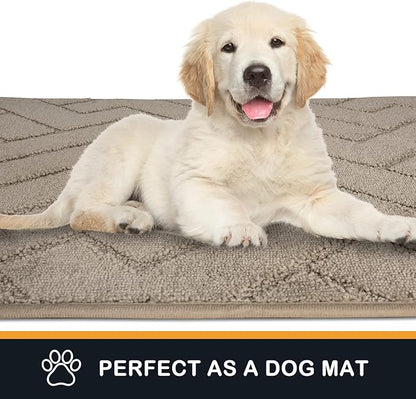 PURRUGS Dirt Trapping Door Mat 32" x 70", Non-Slip Machine Washable Entry Rug, Shoe Scraper, Dog Doormat, Super Absorbent Welcome Mat for Front & Back Door, Muddy Wet Shoes & Paws, Taupe