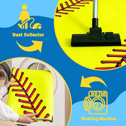 Soft Area Rugs for Bedroom, Softball Gifts for Softballs Lovers, Kids Toddlers Sport Softball Rug, Indoor Floor Boys Room Decor Carpet for Living Room, Dorms, Nursery Room, 5X7 Ft