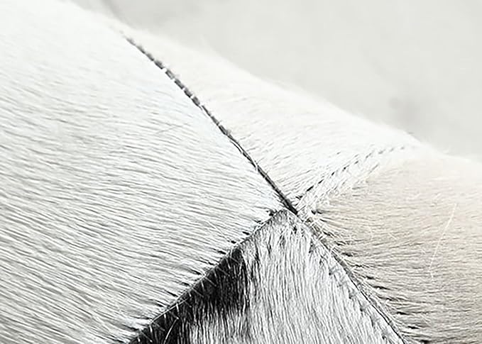 Cowhide Round Leather Rug 6x6 ft – Genuine Hair-On Hide Patchwork Area Rug for Living Room, Bedroom, Kids Playroom, Lounge & Western Home Decor