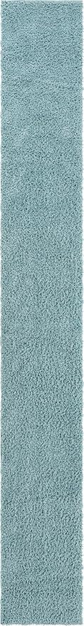 Unique Loom Davos Shag Collection Area Rug - Solid (2' 7" x 20' Runner, Aqua)