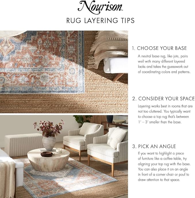 Nourison Home Textured Home Grey Ivory 5'3" x 7' Area Rug - Easy Clean, Non Shedding, Bed Room, Living Room, Dining Room, Kitchen (5' x 7')