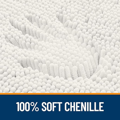 OLANLY Bathroom Rugs 44x24, Extra Soft Absorbent Chenille Bath Rugs, Rubber Backing Quick Dry, Machine Washable Bath Mats for Bathroom Floor, Tub and Shower, Home Decor Accessories, Ivory