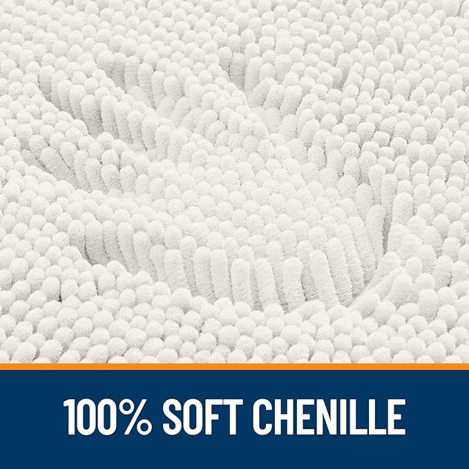 OLANLY Bathroom Rugs 44x32, Extra Soft Absorbent Chenille Bath Rugs, Rubber Backing Quick Dry, Machine Washable Bath Mats for Bathroom Floor, Tub and Shower, Home Decor Accessories, Ivory