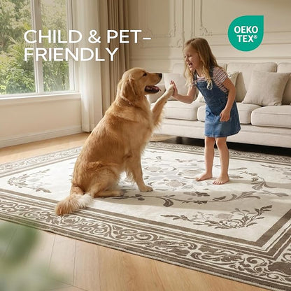 SOULFUL Medium Pile 2x3 Entryway Rug - Cozy Soft Underfoot Small Area Rug - Brown Boho Floral - Washable Non-Slip - Perfect for Hallway Kitchen Bedroom Bathroom Indoor Entrance