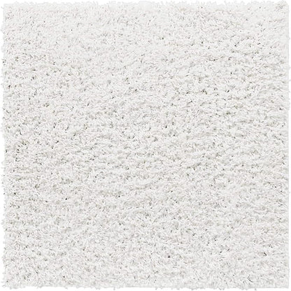 Unique Loom Davos Shag Collection Area Rug - Solid (3' 3" Square, White/ Ivory)