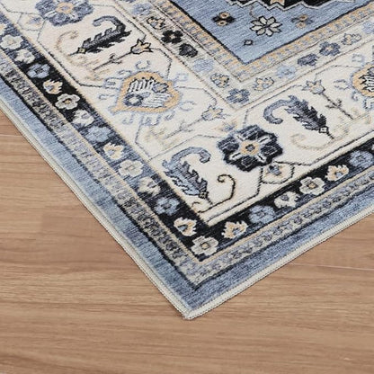 Dripex Vintage Collection Washable Area Rug - 2x3 Door Mat Small Entryway Rug Distressed Non-Slip Low-Pile Floor Carpet for Indoor Front Entrance Kitchen Bathroom Living Room Bedroom
