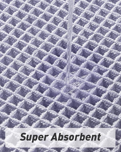 Upgraded Waffle Runner Rug Super Absorbent Non Slip Bath Mats for Bathroom Machine Washable Bathroom Runner Rug with Tassels, Ideal for Hallway Bedroom Laundry Room, 2' x 4' (24" x 48"), Purple