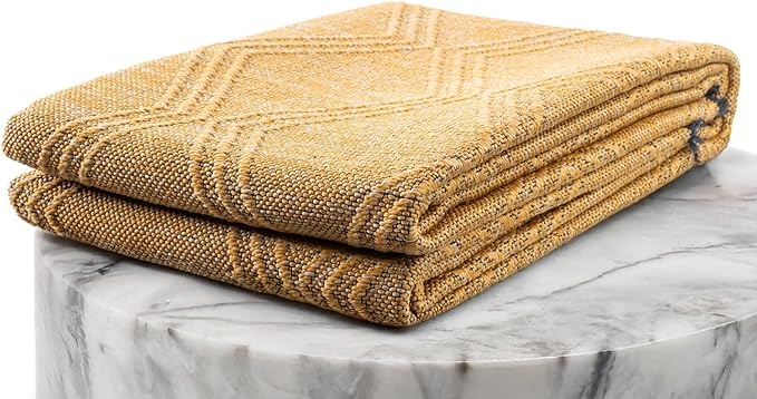 LUXE WEAVERS Modern Farmhouse Yellow 5x7 Washable Area Rug, Anti-Slip Diamond Pattern Carpet