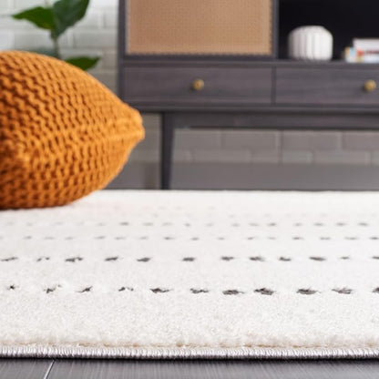 SAFAVIEH Melody Collection Accent Rug - 4' x 6', Ivory & Black, Stripe Design, Non-Shedding & Easy Care, Ideal for High Traffic Areas in Entryway, Living Room, Bedroom (MEL114A)