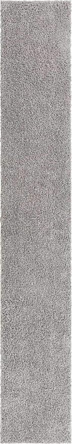 Unique Loom Davos Shag Collection Area Rug - Solid (2' 2" x 8' Runner, Sterling)