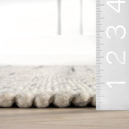 Rugs USA Santa Ynez Ivory/Grey, 4' x 6', Handmade, Marled, Wool & Cotton, Soft and Cozy, High Traffic, Stain Resistant, Easy Clean, Durable Area Rug for Bedroom, Living Room, Dining, Den, Foyer